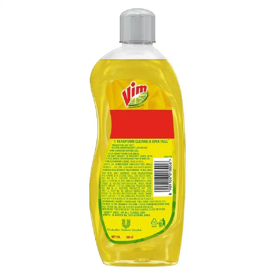 Vim Lemon Dishwash Liquid Gel 500 ml thumbnail